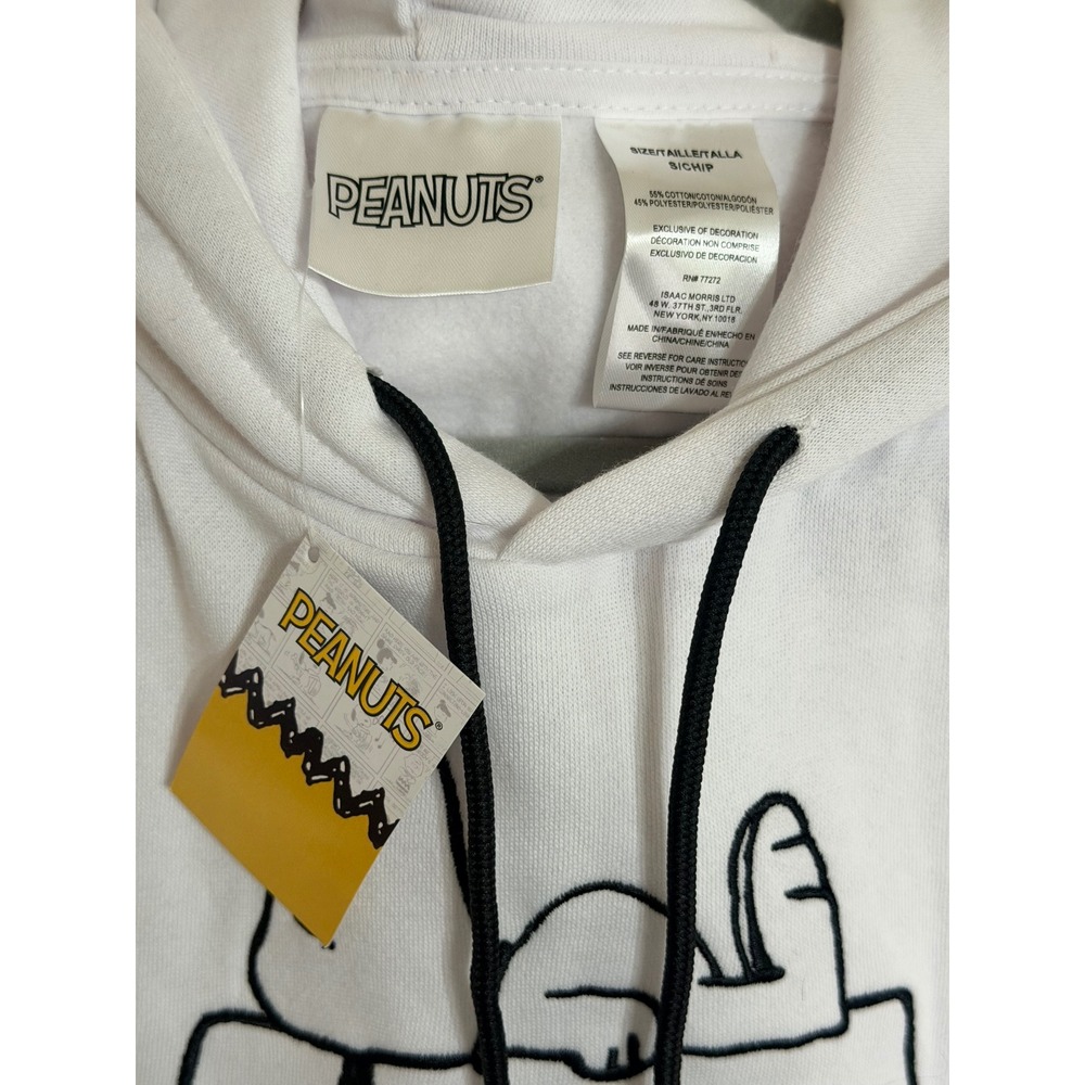 Peanuts Snoopy Doghouse Graphic Hoodie White Small NWT Isaac Morris Sweatshirt - Picture 3 of 3